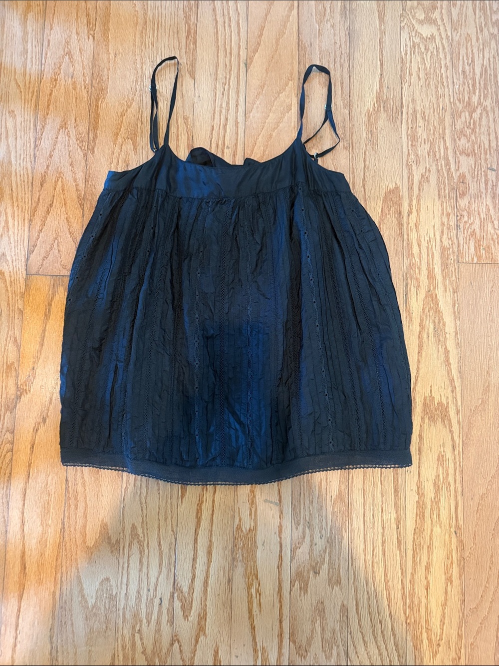 Black Sleeveless Lace-Detail Cami Top
